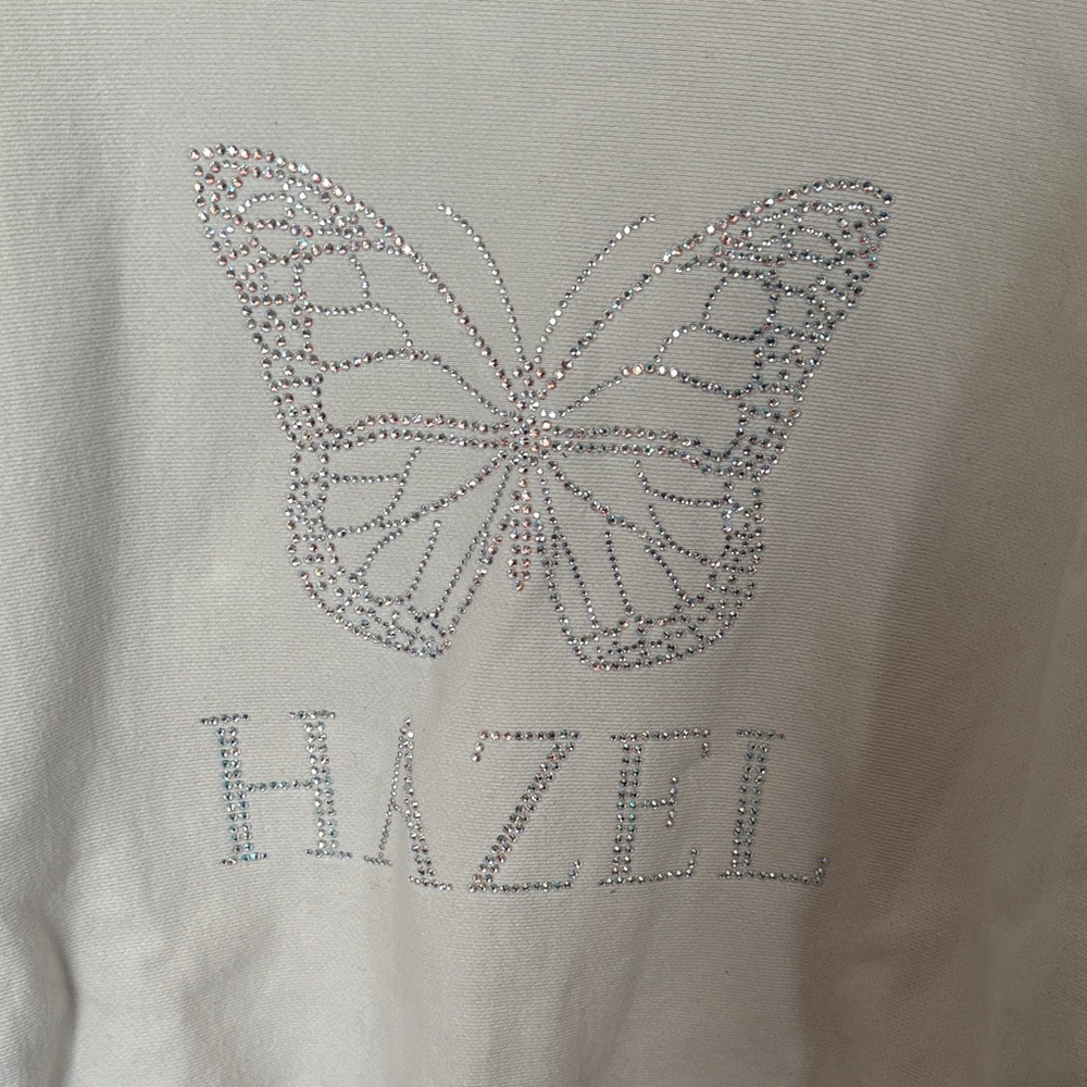 Hazel Cream Rhinestone Butterfly Sweatshirt - Picture 2 of 5